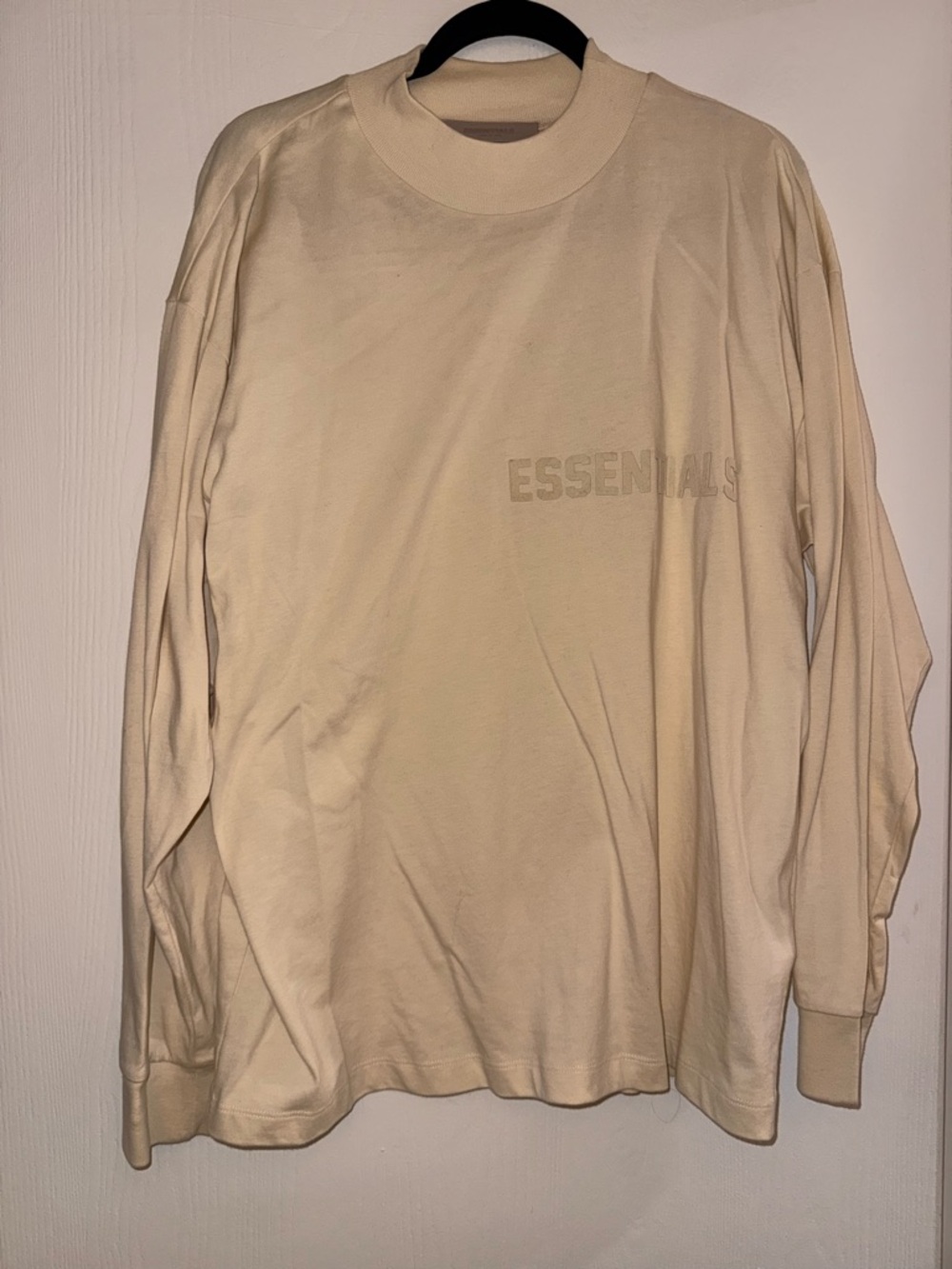 Essentials Cream Long Sleeve Logo Tee